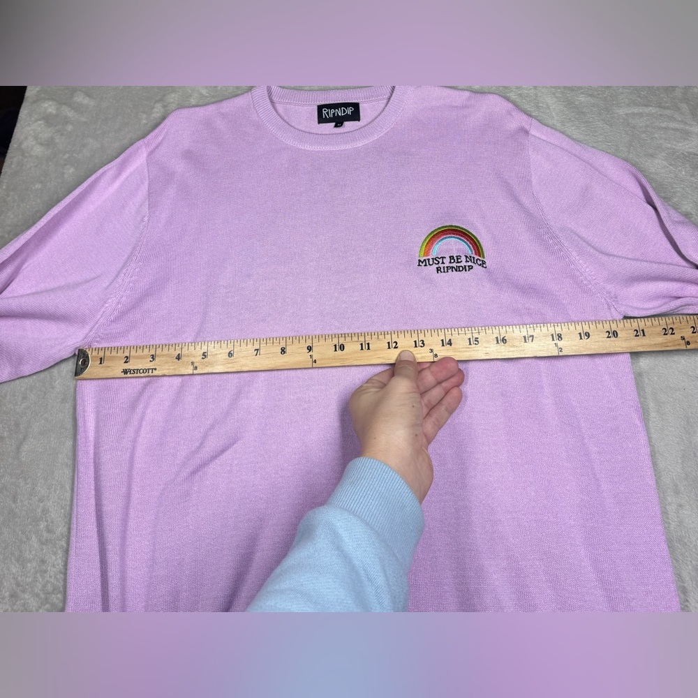 RIPNDIP My Little Nerm Knitted Rainbow Cat Unicorn Lavender Purple Sweater M - Picture 8 of 16